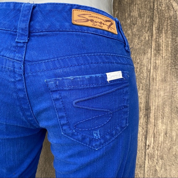 Seven 7 Distressed Jeans in Cobalt Blue - Size 26 - Picture 3 of 9
